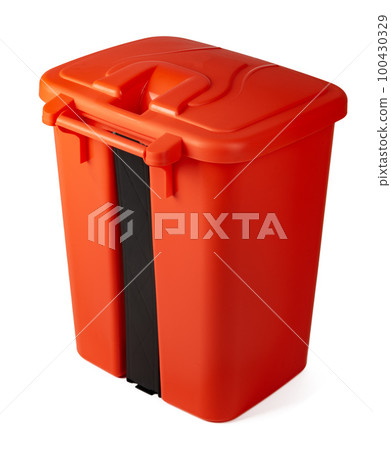 Orange plastic waste bin isolated on white Orange plastic waste bin isolated on white 100430329