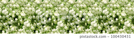 Seamless long banner, Bouquet of lilies of the valley. 100430431