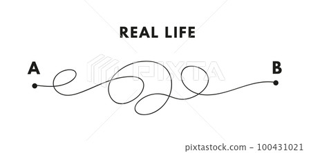 Path concept. Plans in real life. Point b and a. Find real way distance. Flat graphic vector illustrations isolated Path concept. Plans in real life. Point b and a. Find real way distance. Flat graphic vector illustrations isolated 100431021