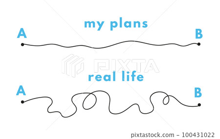 Path concept. Plans in real life. Point b and a. Find real way distance. Flat graphic vector illustrations isolated Path concept. Plans in real life. Point b and a. Find real way distance. Flat graphic vector illustrations isolated 100431022
