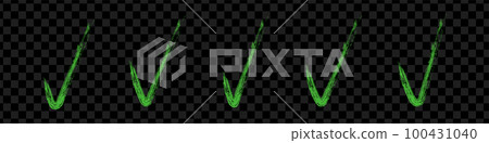 Green check mark set. Tick grunge brush icon. ok, yes or right sign. Flat graphic vector illustrations isolated Green check mark set. Tick grunge brush icon. ok, yes or right sign. Flat graphic vector illustrations isolated 100431040