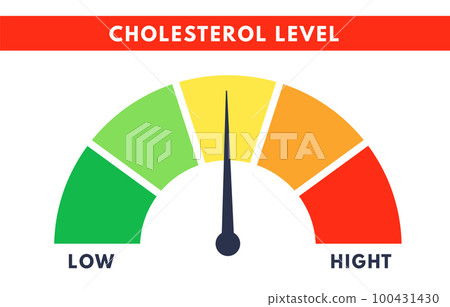 Cholesterol Meter. Level scale of hyperlipidemia. Check of blood. Vector isolated illustration 100431430