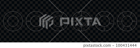 Fractions pie divided for math. Circle pie with pieces. Segment slice set. Simple geometry. Vector isolated illustration Fractions pie divided for math. Circle pie with pieces. Segment slice set. Simple geometry. Vector isolated illustration 100431444