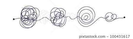 Psychotherapy transformation chaos in the head. Tangle and untangle concept. Flat vector illustration 100431617
