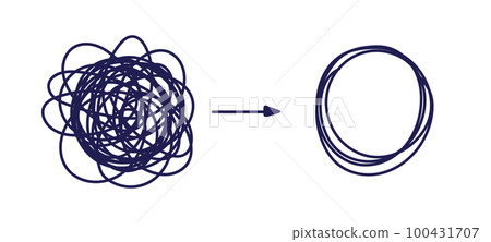 spiral, line, concept, mess, inside, tangle, wire, knot, disorganized, untangle, continuous, chaos, philosophy, psychotherapy, brain, scribble, sketch, stress, psychology, psychologist, illustration,  100431707