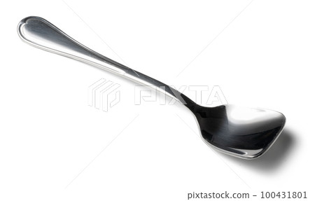 Stainless cutlery spoon isolated on white background 100431801
