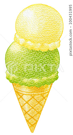 雙層冰淇淋彩色鉛筆劃 雙層冰淇淋彩色鉛筆劃 100431995