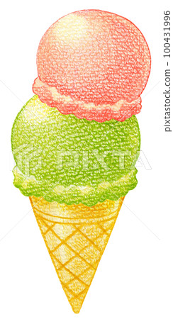 雙層冰淇淋彩色鉛筆劃 100431996