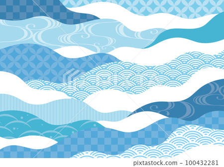 Japanese style wave pattern in the waves Japanese style wave pattern in the waves 100432281