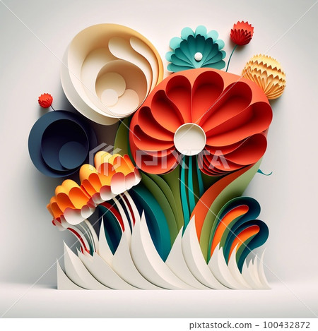 Color flowers paper background. Decorative paper flowers.  100432872