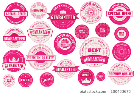 Bundle red sale labels. Stickers premium quality flat style for social media ads and banners, website badges, marketing, labels and stickers for online shopping templates. Vector illustration. Bundle red sale labels. Stickers premium quality flat style for social media ads and banners, website badges, marketing, labels and stickers for online shopping templates. Vector illustration. 100433673