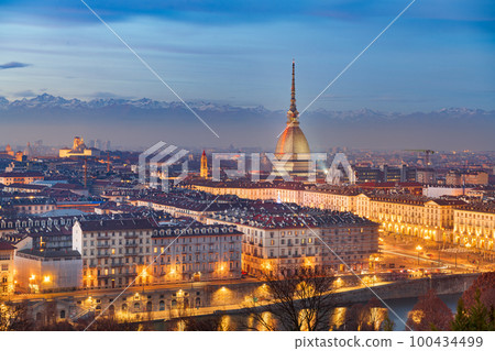 Turin, Piedmont, Italy skyline with the Mole Antonellina 100434499