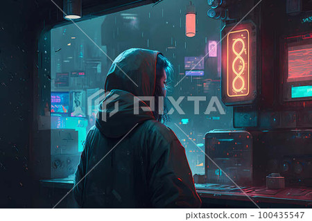 Cyberpunk Girl - Neon Mirra - Digital Art, Fantasy & Mythology