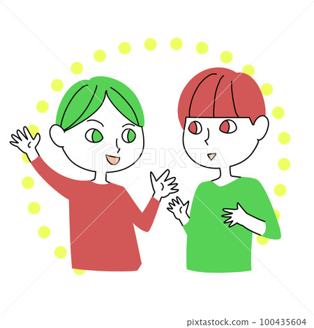 children happily talking children happily talking 100435604