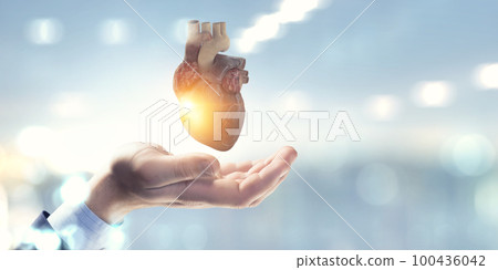 Innovative medicine concept. Heart symbol Innovative medicine concept. Heart symbol 100436042