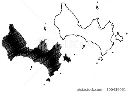 Uke island (Japan, East Asia, Japanese archipelago, Amami Islands) map vector illustration, scribble sketch Ukejima map 100436061