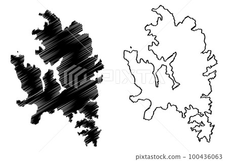 Wakamatsu island (Japan, East Asia, Japanese archipelago, Goto Islands) map vector illustration, scribble sketch Wakamatsu map 100436063