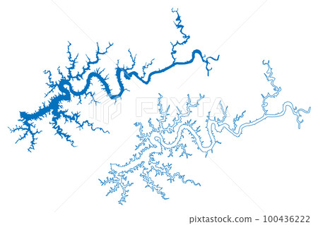 Lake Cumberland Reservoir (United States of America, North America, us, usa, Kentucky) map vector illustration, scribble sketch Wolf Creek Dam map Lake Cumberland Reservoir (United States of America, North America, us, usa, Kentucky) map vector illustration, scribble sketch Wolf Creek Dam map 100436222