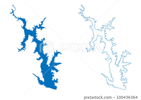Lake Falcon International Reservoir (United States of America, North America, us, usa, Texas, United Mexican States) map vector illustration, scribble sketch Falcon Dam map 100436364