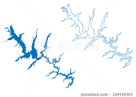 Lake Falls Reservoir (United States of America, North America, us, usa, North Carolina) map vector illustration, scribble sketch Falls Dam map 100436365