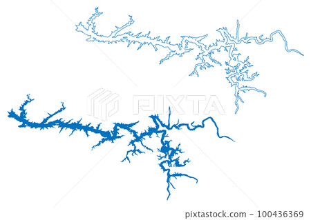 Lake Fontana Reservoir (United States of America, North America, us, usa, North Carolina) map vector illustration, scribble sketch Fontana Dam map 100436369