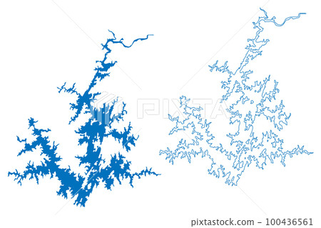 Lake Martin Reservoir (United States of America, North America, us, usa, Alabama) map vector illustration, scribble sketch Martin Dam map Lake Martin Reservoir (United States of America, North America, us, usa, Alabama) map vector illustration, scribble sketch Martin Dam map 100436561