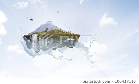 Image of mountain . Mixed media 100437116
