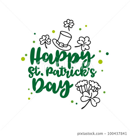 Cute greeting card on white background in doodle style, Happy Saint Patricks Day Cute greeting card on white background in doodle style, Happy Saint Patricks Day 100437841