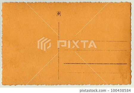 Back of a vintage photo - postcard. Rich stain and paper details. Can be used as background. 100438584