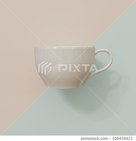 White coffee cup on two tone pastel color 100438821