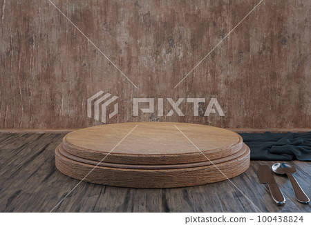 Wooden podium display food presentation concept Wooden podium display food presentation concept 100438824