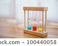 Colorful hourglasses with blurred background cute concept 100440058