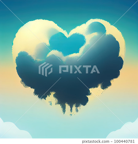 Cloudy heart in the sky. Stylized heart cloud in the sky. Romantic illustration. AI-generated Cloudy heart in the sky. Stylized heart cloud in the sky. Romantic illustration. AI-generated 100440781