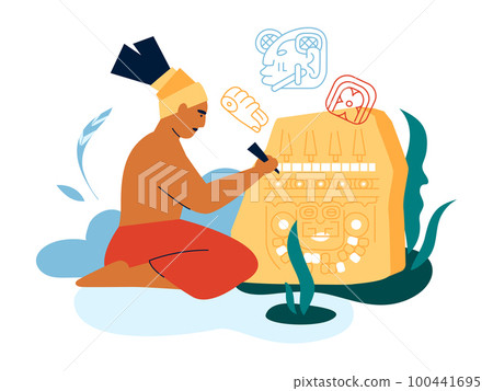 Maya and Aztec art - modern colored vector illustration Maya and Aztec art - modern colored vector illustration 100441695
