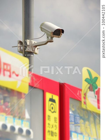 Security camera installed outdoors Vertical composition 100442105