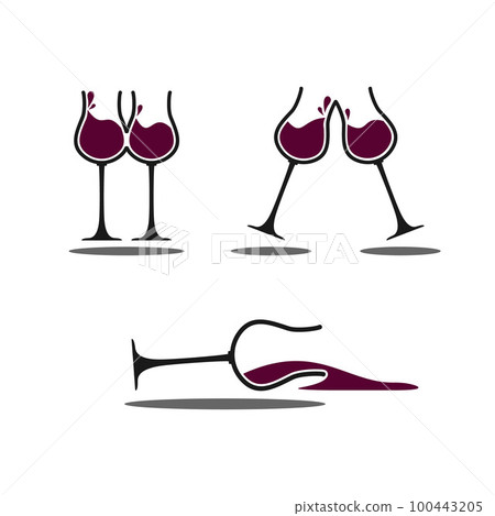 Wine Glass Illustration Vector Set Wine Glass Illustration Vector Set 100443205