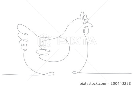 First spring bird hand draw continues one line. Vector stock illustration isolated on white background for wedding, Easter invitation or greeting card. Editable stroke. EPS10 100443258