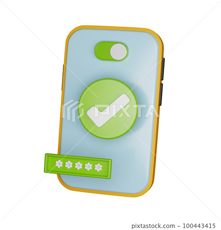 3D phone secure fraud protect icon, personal cyber privacy concept render, safety VPN pin code. 3D phone secure fraud protect icon, personal cyber privacy concept render, safety VPN pin code. 100443415