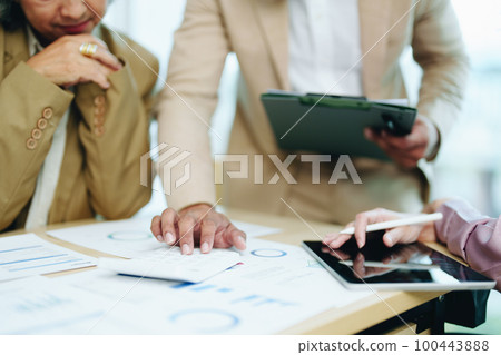Asian entrepreneurs and business people meeting in a conference room in business planning, financial budget and investment risk assessment to analyze customer groups to increase company growth. 100443888