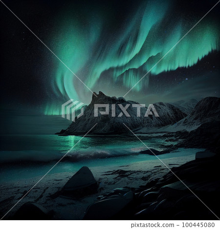 Northern lights in the sky in the arctic over the snow, beautiful natural phenomenon, magnificent landscape, beautiful background, unusual wallpaper Northern lights in the sky in the arctic over the snow, beautiful natural phenomenon, magnificent landscape, beautiful background, unusual wallpaper 100445080
