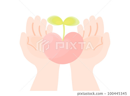 A palm carrying a sprouting heart 100445345