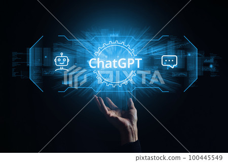 ChatGPT concept. Artificial intelligence and neural network. Future technologies. ChatGPT concept. Artificial intelligence and neural network. Future technologies. 100445549