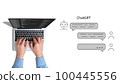 Chatgpt communication concept. Neural network and artificial intelligence. Person working on a laptop 100445556