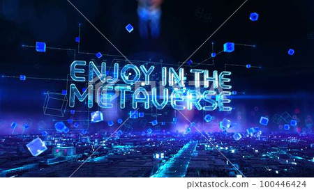 Enjoy In The Metaverse - businessman working with virtual reality at office. 100446424