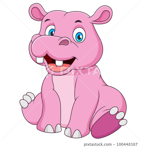 Cute hippopotamus cartoon illustration sitting Cute hippopotamus cartoon illustration sitting 100448387