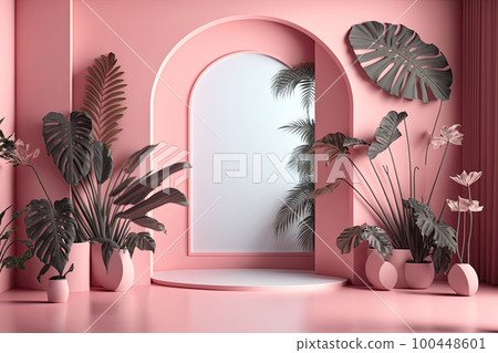 Abstract pink studio background for product presentation. Illustration AI Generative 100448601