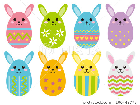 Rabbit easter egg illustration set_2 100448773
