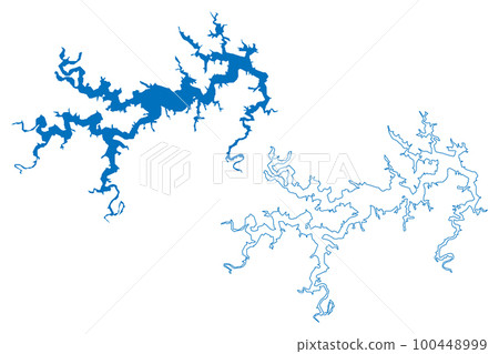 Lake Mark Twain Reservoir (United States of America, North America, us, usa, Missouri) map vector illustration, scribble sketch Clarence Cannon or Joanna Dam map Lake Mark Twain Reservoir (United States of America, North America, us, usa, Missouri) map vector illustration, scribble sketch Clarence Cannon or Joanna Dam map 100448999