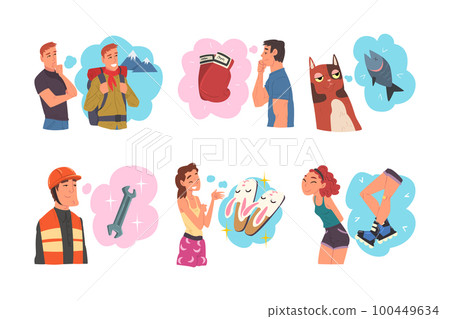 Man and Woman Thought and Need in Cloud Vector Set 100449634