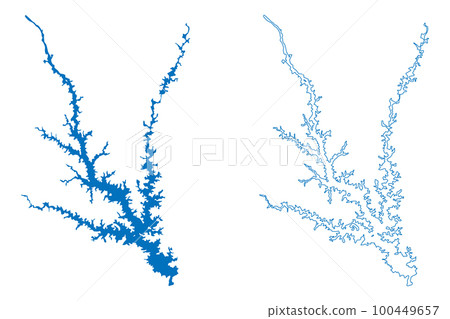 Lake Richard B. Russell Reservoir (United States of America, North America, us, usa, Georgia and South Carolina) map vector illustration, scribble sketch Richard B. Russell Dam map 100449657